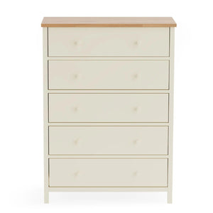 Julian Bowen Coxmoor 5 Drawer Wide Chest – Oak & Ivory/Oak Finish Bedroom Storage Chest with Spacious Drawers - Sleek Furniture