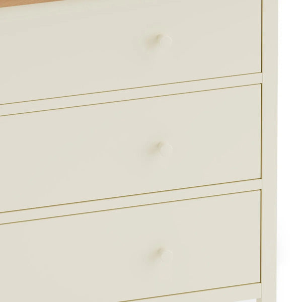 Julian Bowen Coxmoor 6 Drawer Chest – Oak Finish / Oak & Ivory Finish Bedroom Storage Unit - Sleek Furniture
