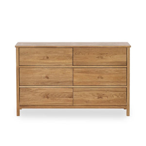 Julian Bowen Coxmoor 6 Drawer Chest – Oak Finish / Oak & Ivory Finish Bedroom Storage Unit - Sleek Furniture