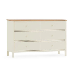 Julian Bowen Coxmoor 6 Drawer Chest – Oak Finish / Oak & Ivory Finish Bedroom Storage Unit - Sleek Furniture