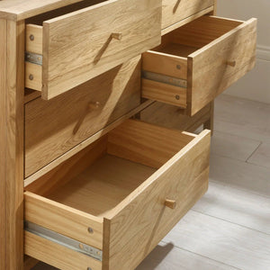 Julian Bowen Coxmoor 6 Drawer Chest – Oak Finish / Oak & Ivory Finish Bedroom Storage Unit - Sleek Furniture