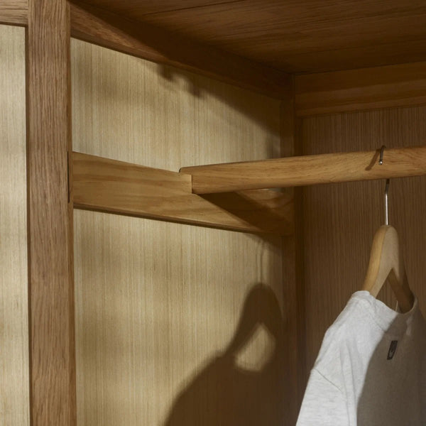 Julian Bowen Coxmoor Oak Wooden 2 Door Wardrobe with Hanging Rail and Top Storage Shelf - Sleek Furniture