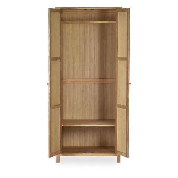 Julian Bowen Coxmoor Oak Wooden 2 Door Wardrobe with Hanging Rail and Top Storage Shelf - Sleek Furniture
