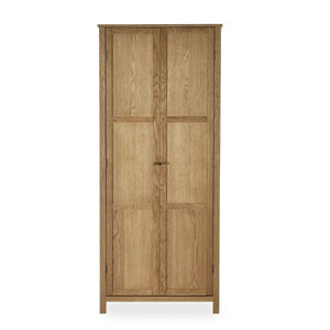 Julian Bowen Coxmoor Oak Wooden 2 Door Wardrobe with Hanging Rail and Top Storage Shelf - Sleek Furniture