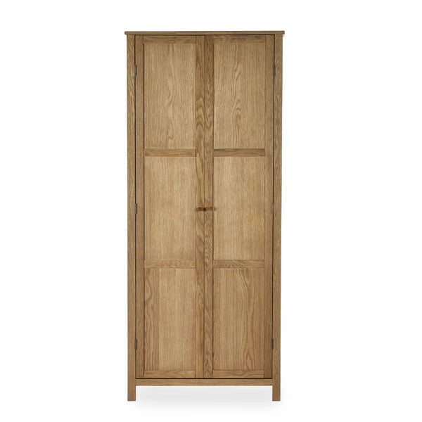 Julian Bowen Coxmoor Oak Wooden 2 Door Wardrobe with Hanging Rail and Top Storage Shelf - Sleek Furniture