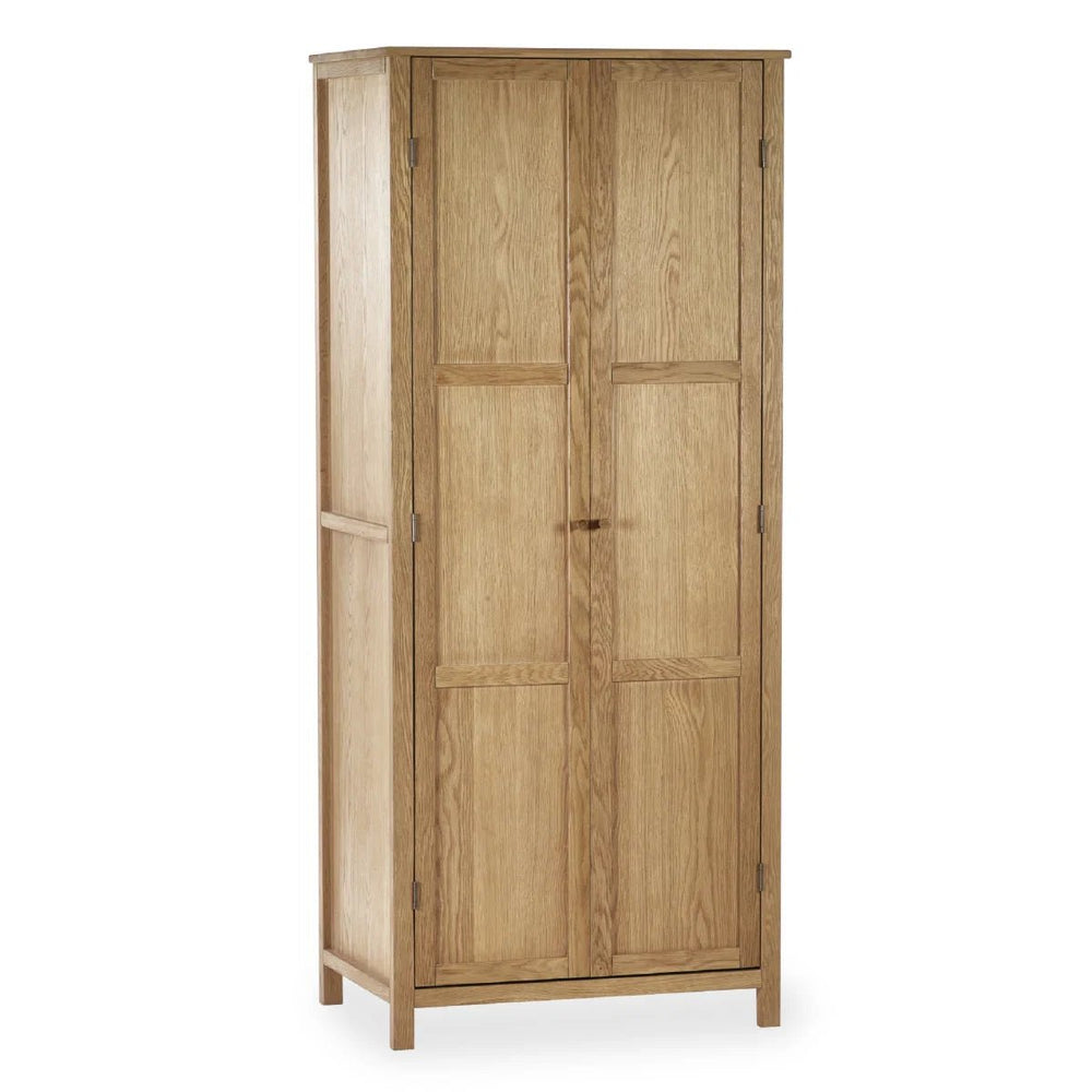 Julian Bowen Coxmoor Oak Wooden 2 Door Wardrobe with Hanging Rail and Top Storage Shelf - Sleek Furniture