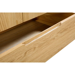 Julian Bowen Curve 2 Door 1 Drawer Solid Oak Wardrobe with Hanging Rail & Storage Drawer - Sleek Furniture