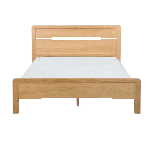 Julian Bowen Curve Solid White Oak Wooden Bed Frame with Curved Headboard – Double & King Size - Sleek Furniture