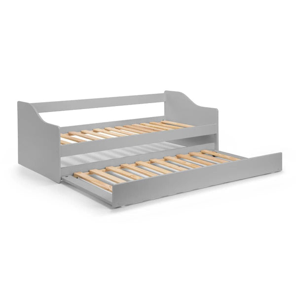 Julian Bowen Elba Dove Grey Wooden Daybed with Pull-Out Trundle Guest Bed Frame - Sleek Furniture