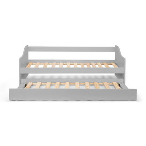 Julian Bowen Elba Dove Grey Wooden Daybed with Pull-Out Trundle Guest Bed Frame - Sleek Furniture