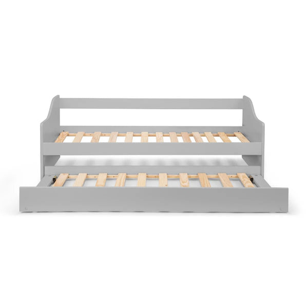 Julian Bowen Elba Dove Grey Wooden Daybed with Pull-Out Trundle Guest Bed Frame - Sleek Furniture