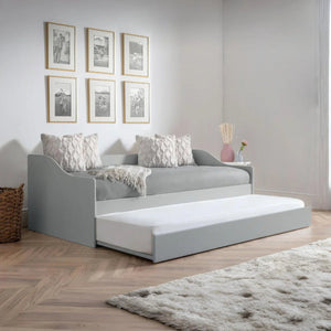 Julian Bowen Elba Dove Grey Wooden Daybed with Pull-Out Trundle Guest Bed Frame - Sleek Furniture