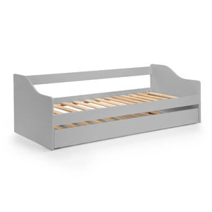 Julian Bowen Elba Dove Grey Wooden Daybed with Pull-Out Trundle Guest Bed Frame - Sleek Furniture