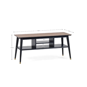 Julian Bowen Findlay Walnut & Black Media Unit with Brass-Tipped Legs - Sleek Furniture