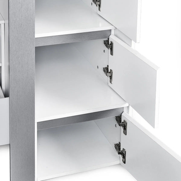 Julian Bowen Gaia High Sleeper Wooden Storage Bed with Wardrobe, Shelving & Storage Ladder – White & Silver, 90 x 190cm Single - Sleek Furniture