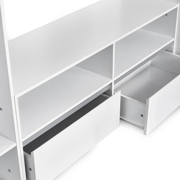 Julian Bowen Gaia High Sleeper Wooden Storage Bed with Wardrobe, Shelving & Storage Ladder – White & Silver, 90 x 190cm Single - Sleek Furniture