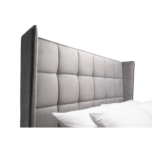 Julian Bowen Gatsby Storage Ottoman Bed in Grey Velvet with Winged Headboard – Double - Sleek Furniture