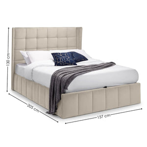 Julian Bowen Gatsby Storage Ottoman Bed in Grey Velvet with Winged Headboard – Double - Sleek Furniture