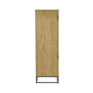 Julian Bowen Harlow 2 Door Wardrobe in Light Oak Effect with Hanging Rail, Storage Shelf & Black Recessed Handles - Sleek Furniture
