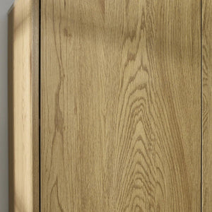 Julian Bowen Harlow 2 Door Wardrobe in Light Oak Effect with Hanging Rail, Storage Shelf & Black Recessed Handles - Sleek Furniture