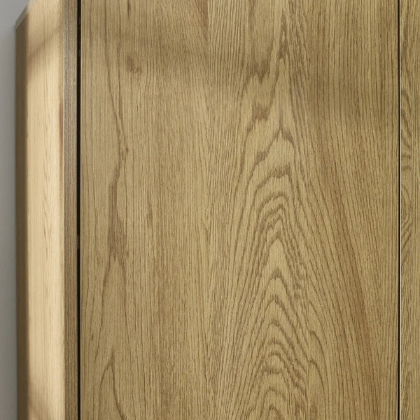 Julian Bowen Harlow 2 Door Wardrobe in Light Oak Effect with Hanging Rail, Storage Shelf & Black Recessed Handles - Sleek Furniture