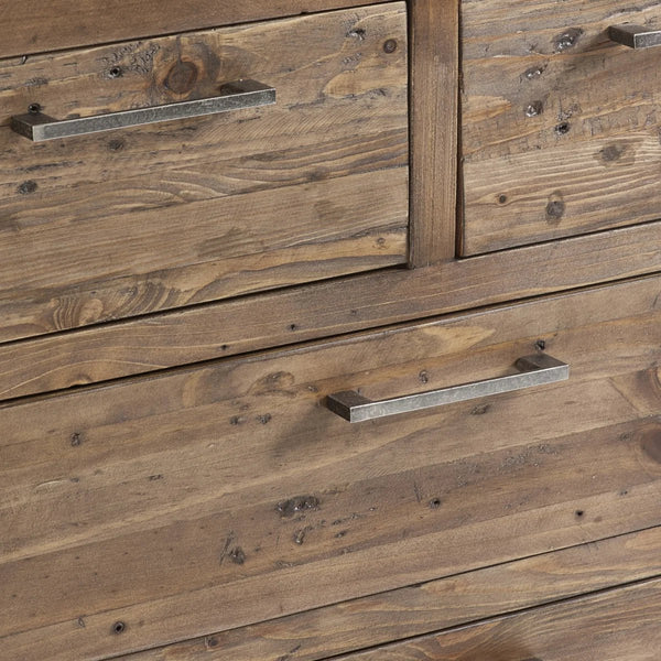 Julian Bowen Heritage 3+2 Drawer Chest – Reclaimed Wood Bedroom Storage Chest with Distressed Rustic Finish & Industrial Metal Handles - Sleek Furniture