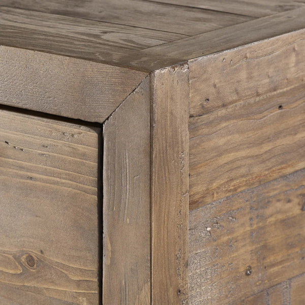 Julian Bowen Heritage 3+2 Drawer Chest – Reclaimed Wood Bedroom Storage Chest with Distressed Rustic Finish & Industrial Metal Handles - Sleek Furniture