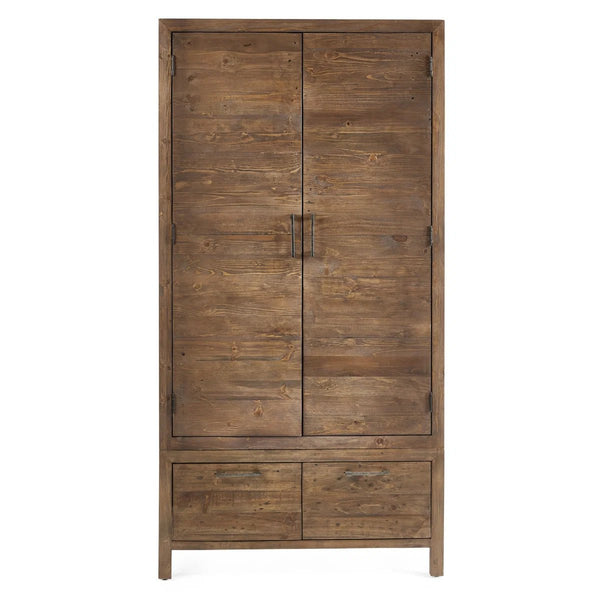 Julian Bowen Heritage Reclaimed Wood 2 Door 1 Drawer Wardrobe with Industrial Metal Handles - Sleek Furniture