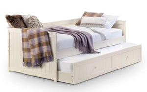 Julian Bowen Jessica Stone White Wooden Day Bed with Pull-Out Underbed – New England Style Guest Bed - Sleek Furniture