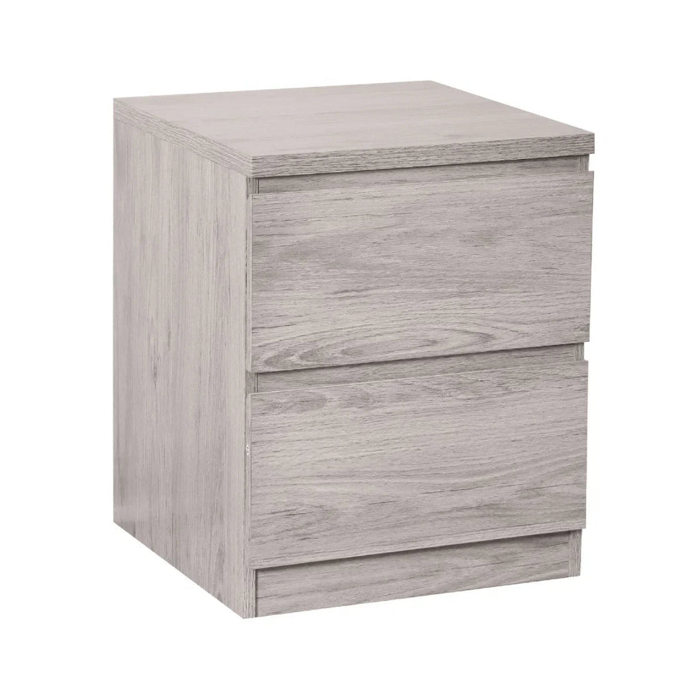 Julian Bowen Jupiter 2 Drawer Bedside Table – Modern Grey Oak Effect Nightstand with Spacious Storage for Bedroom - Sleek Furniture