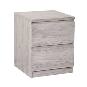 Julian Bowen Jupiter 2 Drawer Bedside Table – Modern Grey Oak Effect Nightstand with Spacious Storage for Bedroom - Sleek Furniture