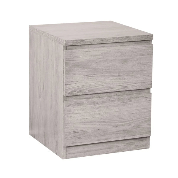 Julian Bowen Jupiter 2 Drawer Bedside Table – Modern Grey Oak Effect Nightstand with Spacious Storage for Bedroom - Sleek Furniture