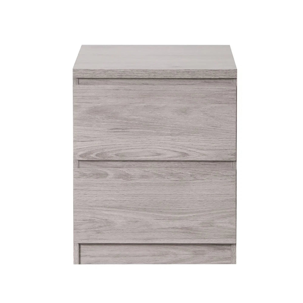 Julian Bowen Jupiter 2 Drawer Bedside Table – Modern Grey Oak Effect Nightstand with Spacious Storage for Bedroom - Sleek Furniture