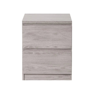 Julian Bowen Jupiter 2 Drawer Bedside Table – Modern Grey Oak Effect Nightstand with Spacious Storage for Bedroom - Sleek Furniture