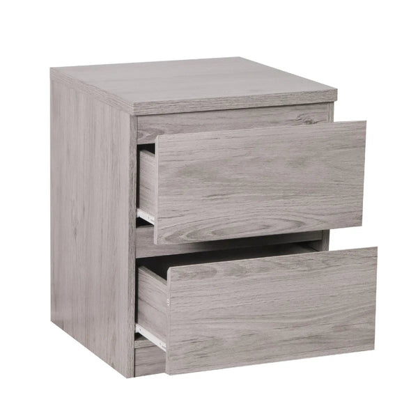 Julian Bowen Jupiter 2 Drawer Bedside Table – Modern Grey Oak Effect Nightstand with Spacious Storage for Bedroom - Sleek Furniture