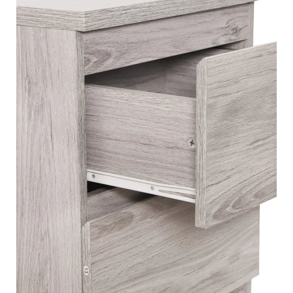 Julian Bowen Jupiter 2 Drawer Bedside Table – Modern Grey Oak Effect Nightstand with Spacious Storage for Bedroom - Sleek Furniture