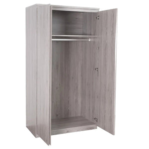 Julian Bowen Jupiter Grey Oak Effect 2 Door Wardrobe – Modern Bedroom Storage Closet with Hanging Rail - Sleek Furniture