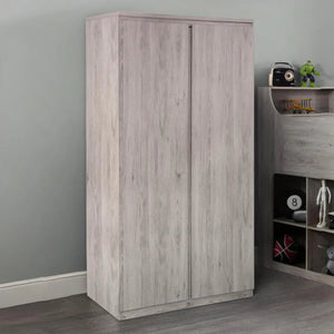 Julian Bowen Jupiter Grey Oak Effect 2 Door Wardrobe – Modern Bedroom Storage Closet with Hanging Rail - Sleek Furniture
