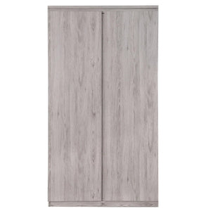 Julian Bowen Jupiter Grey Oak Effect 2 Door Wardrobe – Modern Bedroom Storage Closet with Hanging Rail - Sleek Furniture
