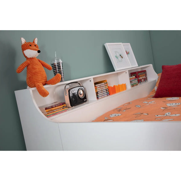 Julian Bowen Jupiter Mid Sleeper Bed with Pull-Out Desk, Storage Drawers, Shelving & Bookcase – White, Grey Oak or Anthracite – UK Single (90 x 190cm) - Sleek Furniture