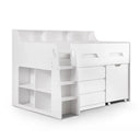 Julian Bowen Jupiter Mid Sleeper Bed with Pull-Out Desk, Storage Drawers, Shelving & Bookcase – White, Grey Oak or Anthracite – UK Single (90 x 190cm) - Sleek Furniture