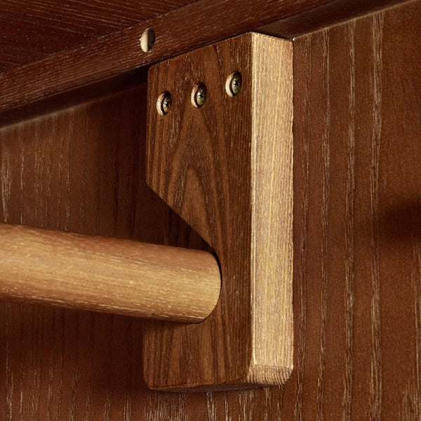 Julian Bowen Lowry 2 Door 1 Drawer Retro Wooden Wardrobe with Hanging Rail & Storage Drawer – Cherry Ash Veneer Finish - Sleek Furniture