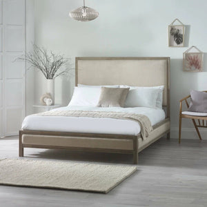 Julian Bowen Lucie King Size Upholstered Bed in Ivory with High Panel Headboard - Sleek Furniture
