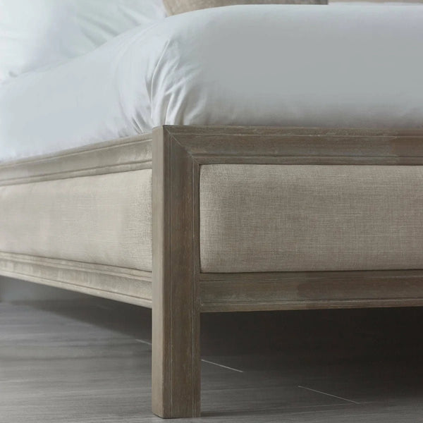 Julian Bowen Lucie Upholstered Double Bed Frame in Ivory with High Panel Headboard - Sleek Furniture