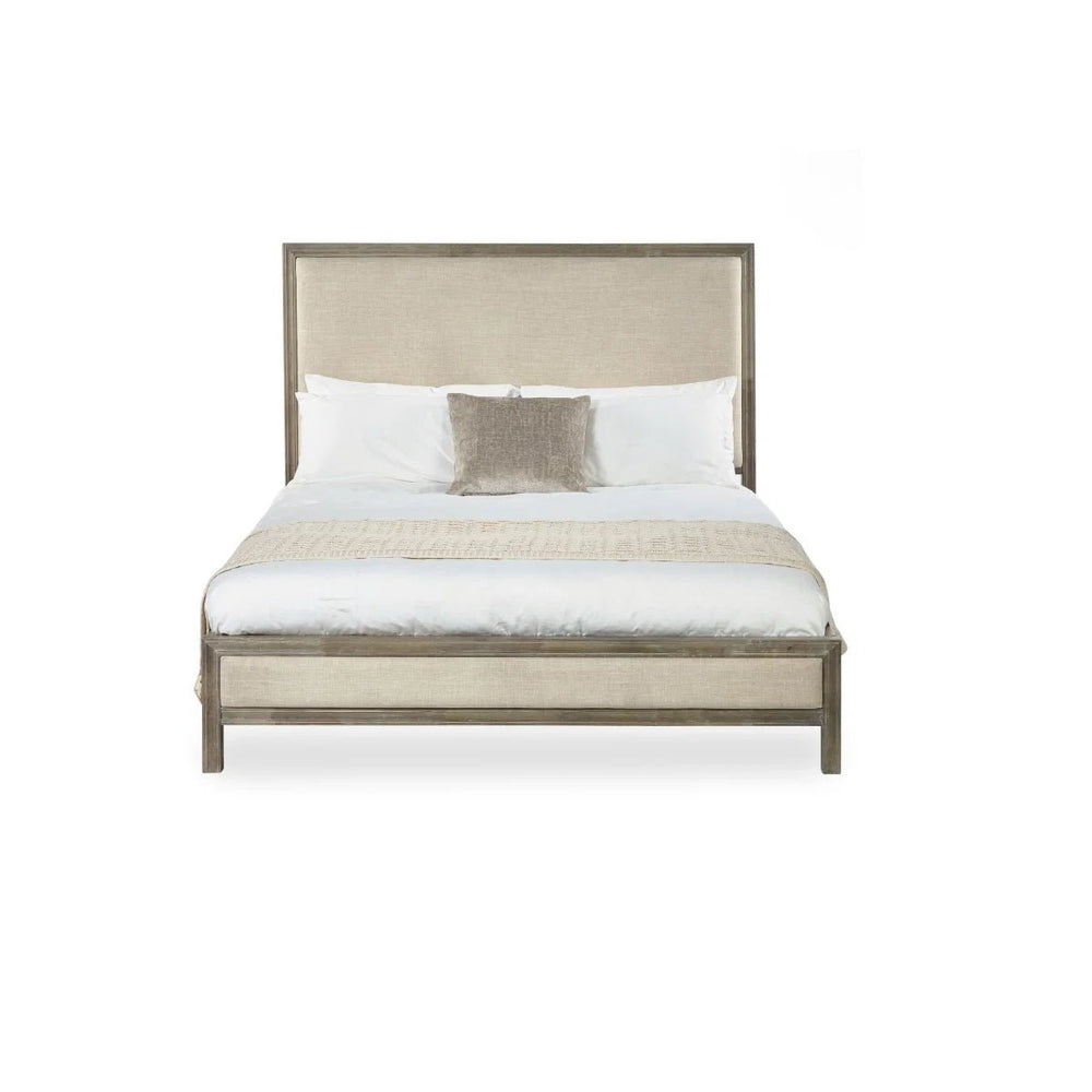 Julian Bowen Lucie Upholstered Double Bed Frame in Ivory with High Panel Headboard - Sleek Furniture