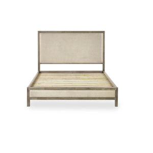 Julian Bowen Lucie Upholstered Double Bed Frame in Ivory with High Panel Headboard - Sleek Furniture