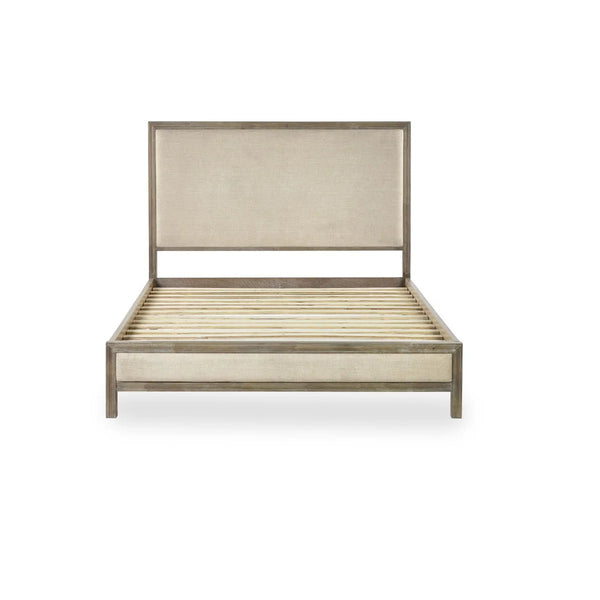 Julian Bowen Lucie Upholstered Double Bed Frame in Ivory with High Panel Headboard - Sleek Furniture