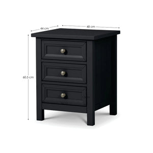 Julian Bowen Maine 3 Drawer Bedside Table – New England Style Nightstand with 3 Storage Drawers, Available in Anthracite, Surf White & Dove Grey - Sleek Furniture