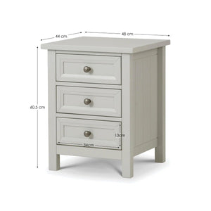 Julian Bowen Maine 3 Drawer Bedside Table – New England Style Nightstand with 3 Storage Drawers, Available in Anthracite, Surf White & Dove Grey - Sleek Furniture