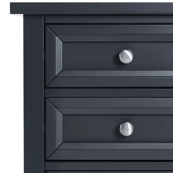 Julian Bowen Maine 3 Drawer Bedside Table – New England Style Nightstand with 3 Storage Drawers, Available in Anthracite, Surf White & Dove Grey - Sleek Furniture